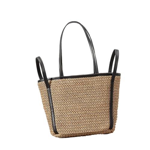 Kontrastfarbe Gewebter Tasche Mit Geräumigen Innenumhängungsbeuteln Casual Eimer Tasche Für Urlaubsstile Und Picknicks Strohbeutel Freien von SELVFZ