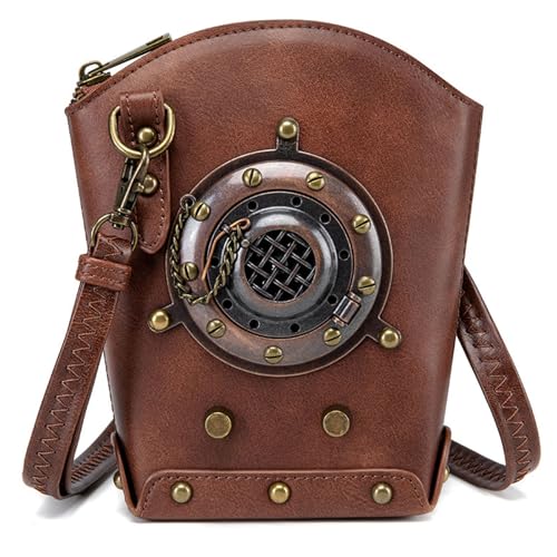 Ladies Punk Umhängetasche Leder Crossbody Geldbörse Mit Verstellbarem Riemen Kompakte Telefontaschen Zum Einkaufen Und Festivals Gothic Crossbody Bag von SELVFZ