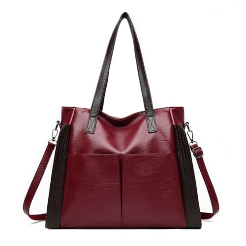 Leder Schulter Geldbörsen Frauen Toted Handtaschen Obere Tasche Trendy Satchel Handtasche Crossbody Taschen Mit Abnehmbarem Gurt Tasche Taschen Handtaschen Geldbörsen von SELVFZ