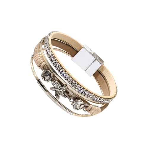 Leichte Synthetische Leder Sea Star Shell Armband Schmuck Für Frauen Beach Pool Party Accessoires Wasserdichtes Muschel Design Armband von SELVFZ