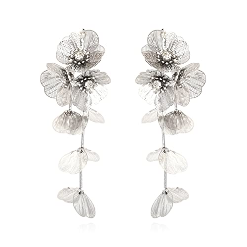 Mehrschicht Goldene Silbermetallblume Langkette Quaste Hangle Ohrringe Für Frauen Mädchen Trend Übertriebener Schmuck Mehrschicht Goldene Silbermetallblume Langkette Quaste Hangle Ohrringe Für Frauen Mädchen Trend Übertriebener Schmuck von SELVFZ