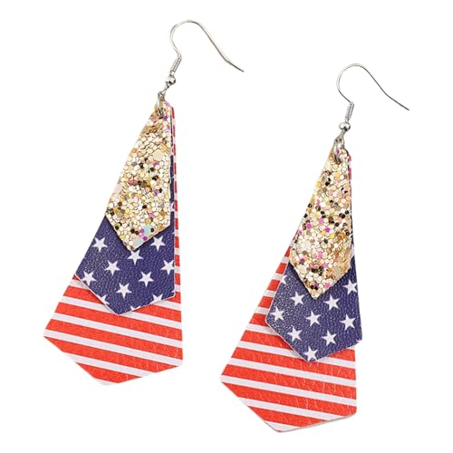 Mode Multiple Layer Gedruckte Ohrringe Die Americans Flags Paillon Dekoration Für Partys Und Täglicher Verschleiß Flaggen Ohrringe Zeigen von SELVFZ