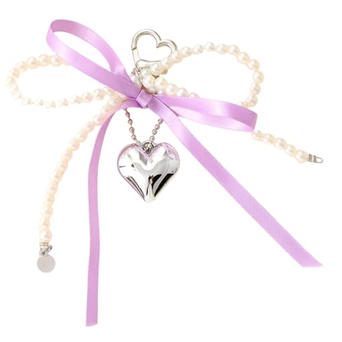 Mode Perlen Bögen Keychain Multi Funktionstasche Charme Accessoire Telefon Ornament Herz Anhänger Für Frauen Und Mädchen Stilvolle Tasche Hängen von SELVFZ