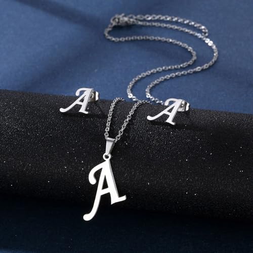 Moderne Buchstabe Halskette Buchstaben Ohrstollen Edelstahl Textur Anhänger Halskette Ohrringe Set Für Mode Enthusiasten Ohrschmuck Für Frauen von SELVFZ