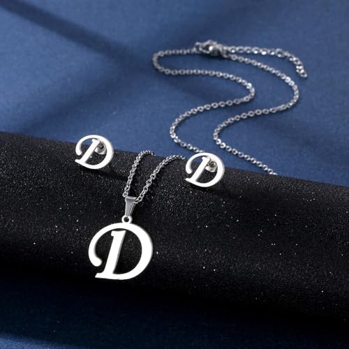 Moderne Buchstabe Halskette Buchstaben Ohrstollen Edelstahl Textur Anhänger Halskette Ohrringe Set Für Mode Enthusiasten Ohrschmuck Für Frauen von SELVFZ