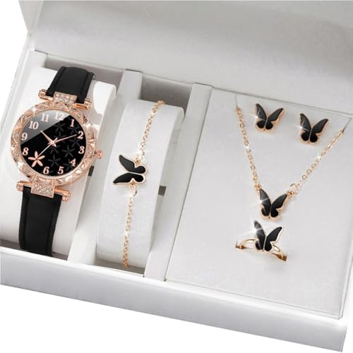 Modeschmuck Schmetterlings Uhr Und Elegante Accessoires Set Women Mode Schmuck Set Legierung Textur Für Verschiedene Anlässe Leichtmetallbutterfly Accessoire von SELVFZ