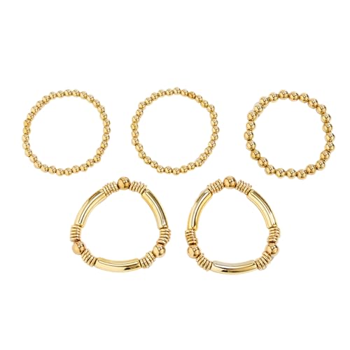 Packung Mit 5 Stilvollen Legierungs Perlen Armbändern Silber Gold Schmuck Für Frauen Geschenk Oder Persönliche Verwenden Sie Hochzeitszubehört von SELVFZ
