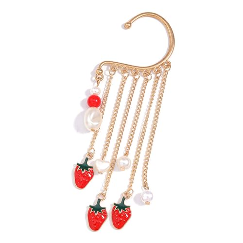 Perlen Erdbeer Anhänger Long Quasten Ohr Clip Trendy Women Accessoire Für Trendige Outfits Crawling Haken Wickelohrring Perlen Erdbeer Anhänger Long Quasten Ohr Clip Trendy Women Accessoire Für Trendige Outfits Crawling Haken Wickelohrring von SELVFZ
