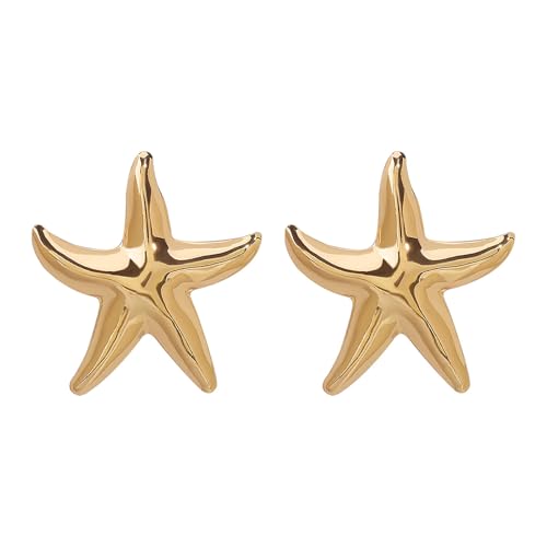 Polierte Legierungsstärke Mode Ohrringe Dateless Design Beach Themen Ohrringe Accessoire Ideal Für Party Oder Büro Mode Metallstarfische von SELVFZ