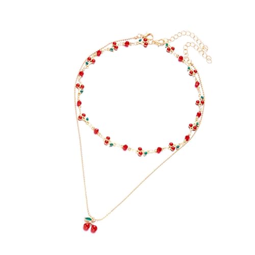 Retro Kirschen Verstellbares Armband Mit Glitzernden Kubischen Zirkonia Charme Stilvoller Nackenschmuck Für Tägliche Oder Ereignisse Robuster Silbertoner Kirsch Halskette von SELVFZ