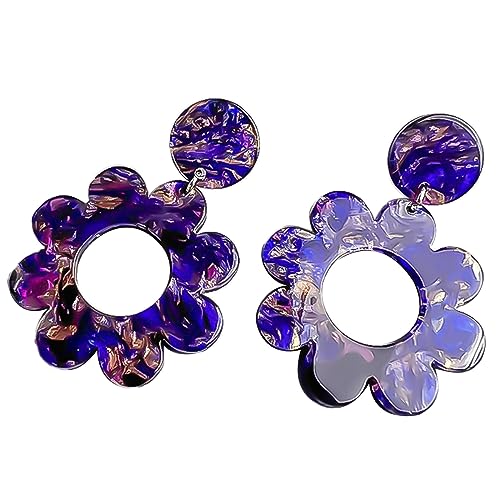 SELVFZ 1 Paar Blütenblätter Handgefertigte Farbohrringe Acrylblume Große Bolzenohrringe Übertrieben Retro Blumenohrringe Für Mädchen Acrylblumenohrringe von SELVFZ