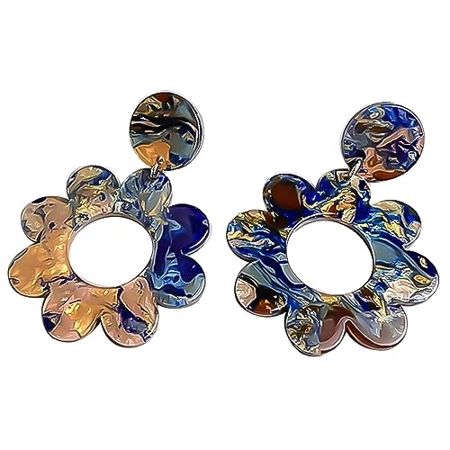 SELVFZ 1 Paar Blütenblätter Handgefertigte Farbohrringe Acrylblume Große Bolzenohrringe Übertrieben Retro Blumenohrringe Für Mädchen Acrylblumenohrringe von SELVFZ