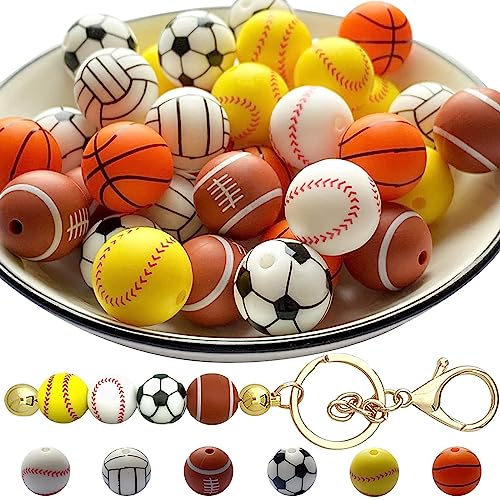 SELVFZ 1 Set Silicon Sportbälle Perlen Keychain Keyring Für Frauen Männer Armband Anhänger Schlüsselbund Schmuckzubehör Silikon Perlenschlüsselring SELVFZ 1 Set Silicon Sportbälle Perlen Keychain Keyring Für Frauen Männer Armband Anhänger Schlüsselbund Schmuckzubehör Silikon Perlenschlüsselring von SELVFZ