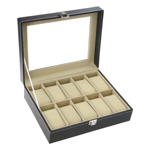 10 Grids Watch Box PU Leder Uhren Display Für Hülle Schmuckhalter Aufbewahrungsorganisator Mit Schloss Für Frauen Geschenke von SELVFZ