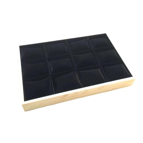 12 Slot Stapelbare Holzschmuck Organisatoren Tablett Mit Abnehmbaren Kissen Und Clear Covers Accessoire Für Schubladen Aufbewahrungsschubladen Displayhalter von SELVFZ