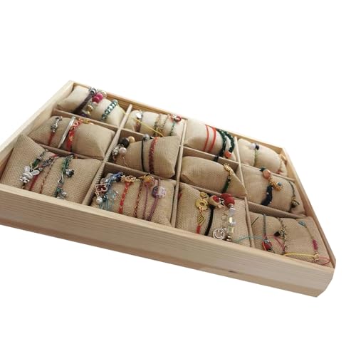 12 Slot Stapelbare Holzschmuck Organisatoren Tablett Mit Abnehmbaren Kissen Und Clear Covers Accessoire Für Schubladen Aufbewahrungsschubladen Displayhalter von SELVFZ