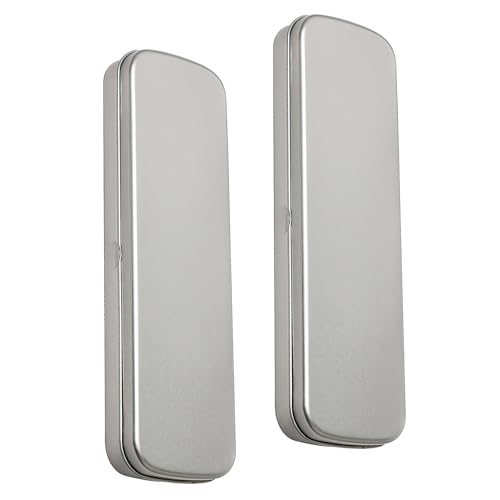 SELVFZ 2 PCs Bleistiftbox Stiftkasten Metall Speicherboxen Mit Deckel Einfach Zu Tragen Stiftkoffer Schreibwaren Container Bleistift Hülle Einfacher Für Schüler von SELVFZ