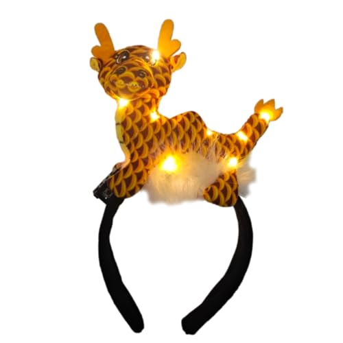 SELVFZ 2024 Neujahr Dragon Stirnband LED LEGED HAISE HAISE HAUSHOOP Kopfschmuck Ausführen Party Wash Kopfbedeckung Cartoon Haarzubehör Drachen Haarzubehör Accessoires von SELVFZ