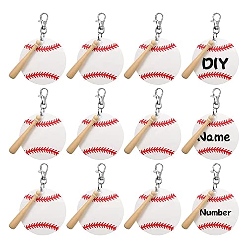 SELVFZ 36 Stück Fashion Acryl Baseball Schlüsselbund Keychain Quasten Kettenringe Spinnen Hummerverschluss Keychain Baseball Baseball Baseball Keychains von SELVFZ