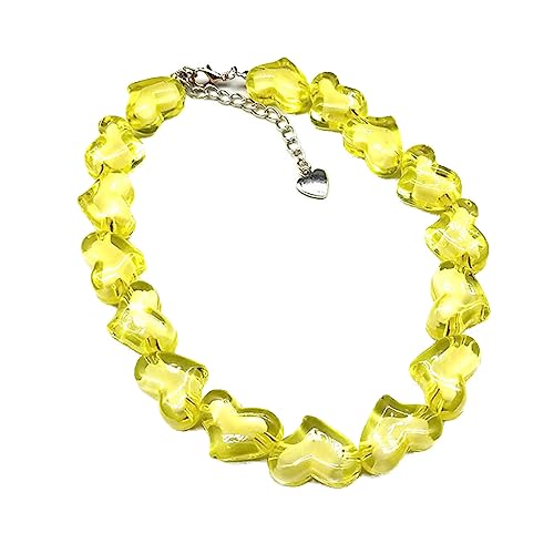SELVFZ Acrylherzherz Halskette Mode Kristall Herzform Perlen Halskette Süßhäuerparty Schmuck Mode Accessoire SELVFZ Acrylherzherz Halskette Mode Kristall Herzform Perlen Halskette Süßhäuerparty Schmuck Mode Accessoire von SELVFZ