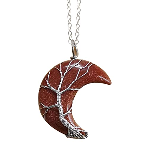 SELVFZ Baum Der Halskette Draht Eingewickelt Mond Stein Anhänger Halskette Für Mädchen SELVFZ Baum Der Halskette Draht Eingewickelt Mond Stein Anhänger Halskette Für Mädchen von SELVFZ