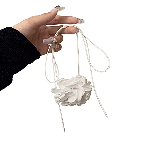 SELVFZ Blumenkragen Choker Stoff Halsketten Künstliche Blumenhäuer Stoffmaterial Stoff Accessoires Für Frauen Mädchen von SELVFZ