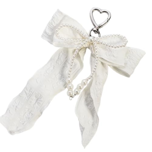 SELVFZ Bögen Perle Schlüsselbund Charme Für Frauen Ästhetische Tasche Geldbeutel Rucksack Anhänger Valentiner Perlen Bögen Schlüsselbeutel von SELVFZ