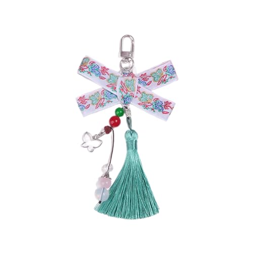 SELVFZ Chinesischer Stil Bowknot Schlüsselbund Anhänger Mit Quasten Einzigartige Bögen Perlen Keyring Frauen Bag Accessoire Für Modeliebhaber von SELVFZ