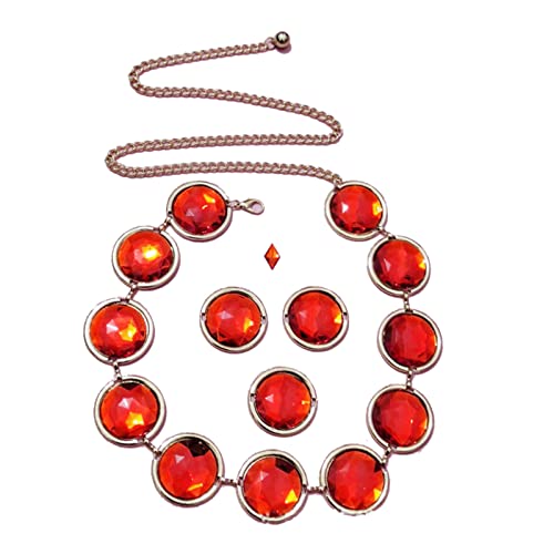 SELVFZ Cosplay Taillengürtel Halloween Kostüm Enge Jeans Kleidergürtel Verstellbare Steinkette Mit Roten Edelsteindiamanten Für Frauen von SELVFZ