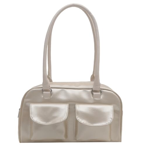 SELVFZ Damen PU Leder Doppel Taschen Umhängetasche Für DOUBLE Taschenbeutel Farbige Glänzende Unterarmhandtasche Zum Pendeln Und Tägliche Verwendung Von Frauen Umhängetasche von SELVFZ