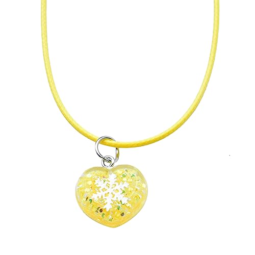 SELVFZ Einfache Schneeflocke Herz Anhänger Halskette Eleganter Kragen Halshalshackwachs Wachs Seil Halsketten Schlüsselbein Kette Frauen Mode Schmuck von SELVFZ