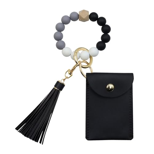 SELVFZ Elegante Münzgrundstück Anhänger Keyring Silikonperle Und Leder Quasten Schlüsselbund Einzigartiges Bag Accessoire Personalisierte Origination von SELVFZ