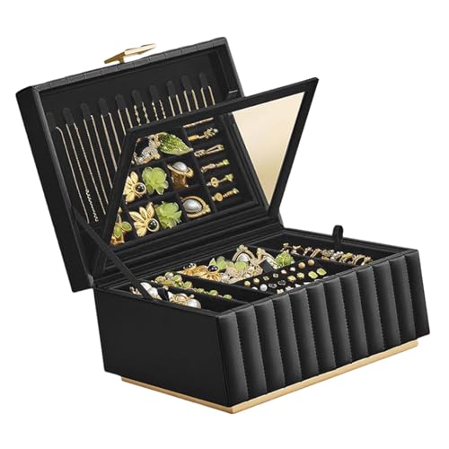 SELVFZ Elegante Schmuckschachtel Mit Gläser Und Abnehmbarem Tablett Hoch Entwickelte Juwelier Display Hülle Mehrfachabschnitt Aufbewahrungsbox von SELVFZ