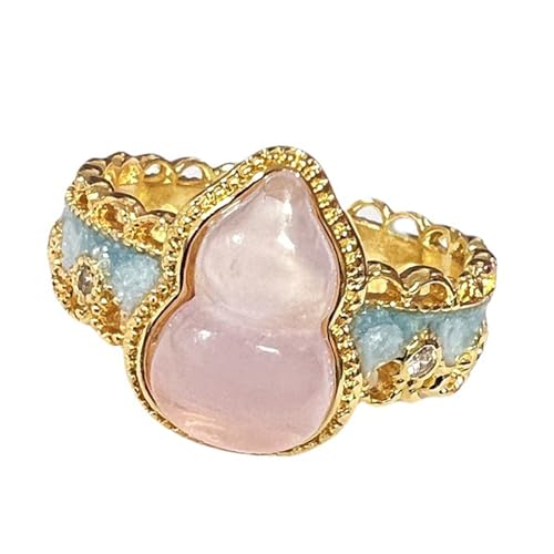SELVFZ Elegante Verstellbare Blumenspitzenringe Mit Glänzendem Emailliertem Finish Chinese Inspirierte Kürbisform Schmuck Retro Offene Ringe Mit Spitzen Designs von SELVFZ