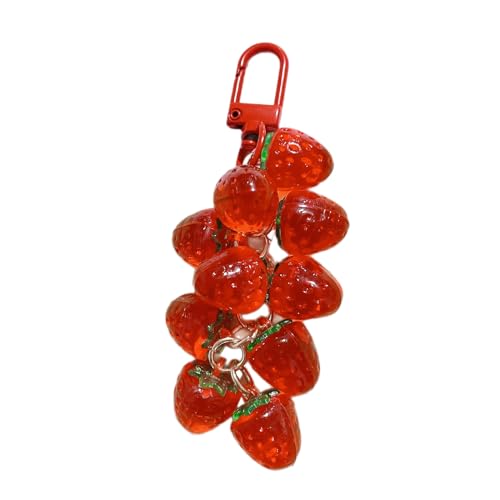 SELVFZ Erdbeer Anhänger Keyring Süßer Süßer Keychain Rucksack Dekoration Fruchtschüsse Telefon Lanyard Frauen Mädchen Schmuck Handgefertigtes Harz Erdbeerschlüsselring von SELVFZ