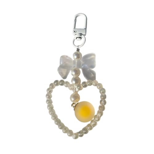 SELVFZ Exquisites Bowknot Perlen Schlüsselbund Charme Charm Höhle Herz Zauberkeyring Leichtes Gepäck Tags Rucksackverzierung von SELVFZ