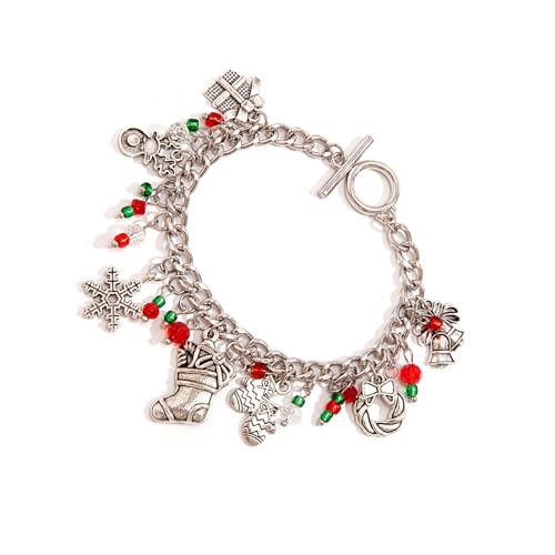 SELVFZ Festliche Weihnachtsbaum Und Schneeflockenarmbänder Farbenfrohe Perlen Handgelenksketten Schmuckgeschenke Für Frauenfeiertags Outfits von SELVFZ