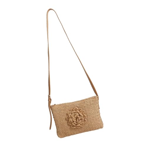 SELVFZ Frauen Böhmisch Handgefertigte Gewebte Strohbeutel Für Vacatio Beach Travel Und Freizeit Crossbody Umhängetaschen Mit Blumenkern Kleine Strohbeutel Mit Reißverschluss von SELVFZ
