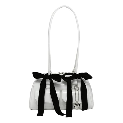 SELVFZ Frauen Umhängetasche Für Pendler Und Schüler Süßband Bögen PU Leder Doppeltasche Vordere Achselstasche Handtasche PU Leder Geldbeutel von SELVFZ