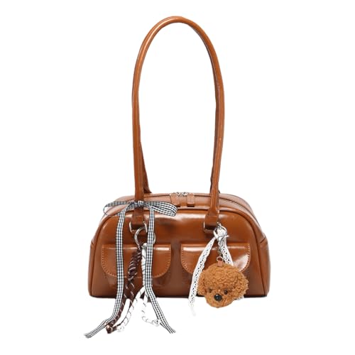 SELVFZ Frauen Umhängetasche Für Pendler Und Schüler Süßband Bögen PU Leder Doppeltasche Vordere Achselstasche Handtasche PU Leder Geldbeutel von SELVFZ