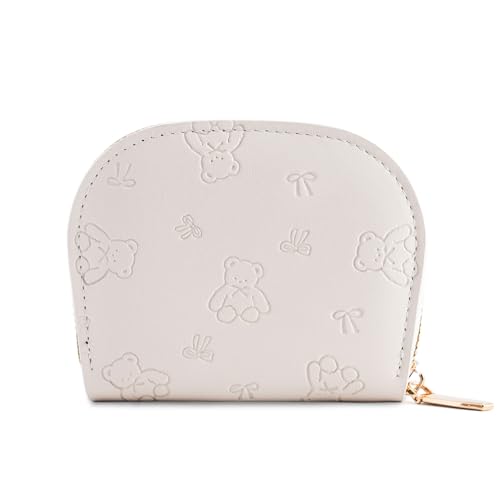 SELVFZ Frauenkartenhalter Geldbeutel Mit Bären Und Bögen Dekoration Münzgrundstück Geräumige Fächer Für Effizientes Geldmanagement Niedliche Kleine Brieftasche Für Den Täglichen Gebrauch von SELVFZ