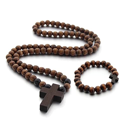 SELVFZ Für Kreuz Holz Armband Halskette Anhänger Für Männer Frau Holzperlen Geschnitzt Langen Rosenkranz Katholischen Halsketten Männliche Judenkreuz Pendellarmband SELVFZ Für Kreuz Holz Armband Halskette Anhänger Für Männer Frau Holzperlen Geschnitzt Langen Rosenkranz Katholischen Halsketten Männliche Judenkreuz Pendellarmband von SELVFZ