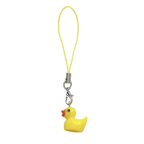 SELVFZ Gelbe Enten Mobiltelefon Charme Harz Gefertigtes Tierschlüsselbeutel Anhänger Tragbares Mode Rucksack Accessoire Für Frauen von SELVFZ