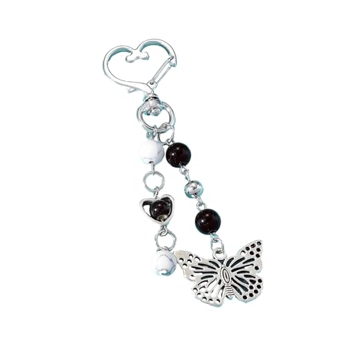 SELVFZ Girl Herz Schmetterlinge Quasten Anhänger Kristall Acrylperlen Schlüsselbund Süßes Car Bag Accessoire Telefonschale Anhänger von SELVFZ