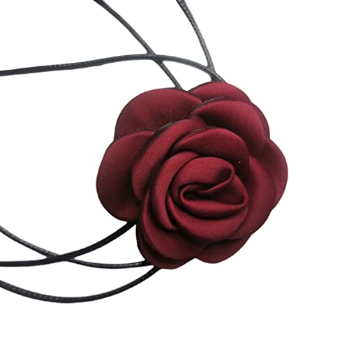 SELVFZ Halsband Halskette Cooler Retro Schwarz Seilkette Camellia Choker Kragenkette Für Frauen Mädchen Schmuckschmuck Verzierung von SELVFZ