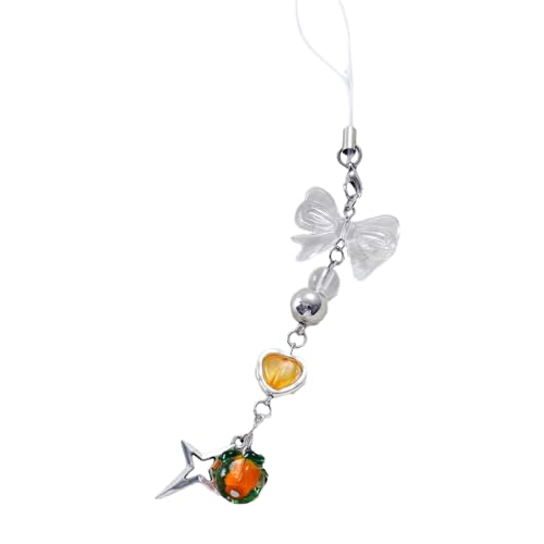 SELVFZ Handbemertschaftliches Telefon Anhänger Roman Clear Bowknot Quasten Mädchen Herz Nische Frucht Liebe Schlüsselbund Handgefertigte Perlen Lanyard Lanyard von SELVFZ