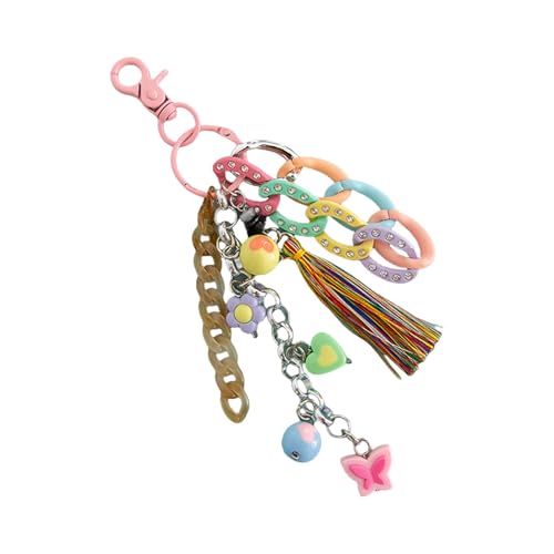 SELVFZ Handwerkliche Acryl Schlüsselanhänger Accessoire Eleganter Acrylschlüsselung Mit Quasten Perlenmodische Schlüsselbund Für Geldbeuteltaschen Handgefertigt von SELVFZ
