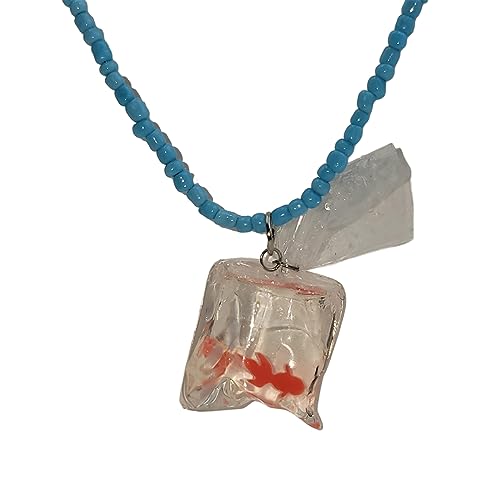 SELVFZ Harz Goldfisch Halskette Trendy Transparent Wasserbeutel Anhänger Halsharz Frauen Kinder Und Männer von SELVFZ