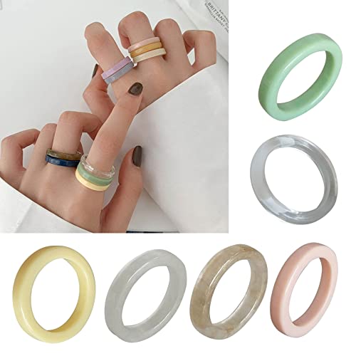 SELVFZ Harzringe Winzige Ästhetische Acrylring Frauen Teen Mädchen Süßer Stapelbarer Statement Schmuckschmuck Geschenk SELVFZ Harzringe Winzige Ästhetische Acrylring Frauen Teen Mädchen Süßer Stapelbarer Statement Schmuckschmuck Geschenk von SELVFZ