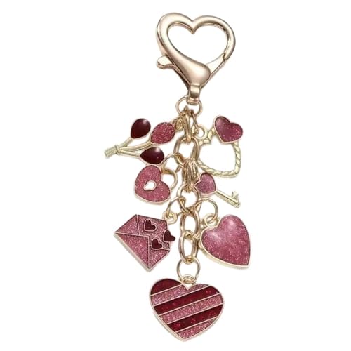 SELVFZ Heart Pailled Schlüsselbund Mit Schmetterling Quasten Für Modische Tasche Charme Accessoire Leicht Und Praktischer Taschenanhänger Metallschlüsselkette von SELVFZ